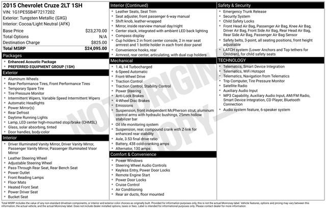 2015 Chevrolet Cruze 2LT