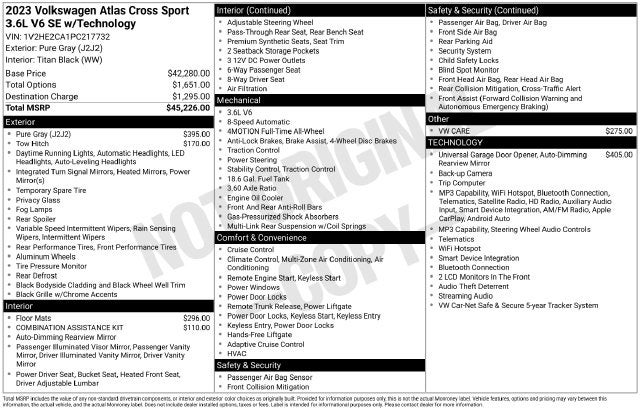 2023 Volkswagen Atlas Cross Sport 3.6L V6 SE w/Technology