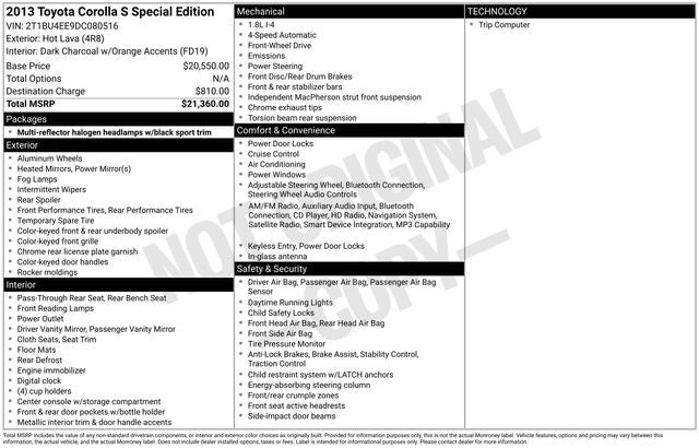 2013 Toyota Corolla S Special Edition