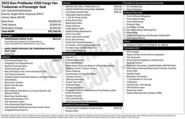2025 RAM ProMaster 2500 High Roof