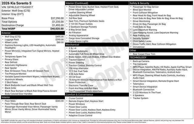 2026 Kia Sorento S