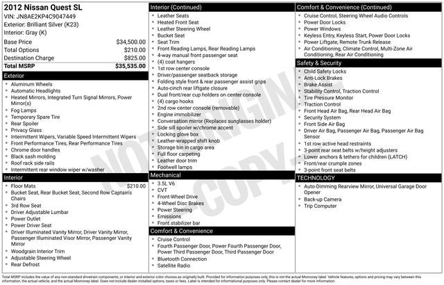 2012 Nissan Quest 3.5 SL