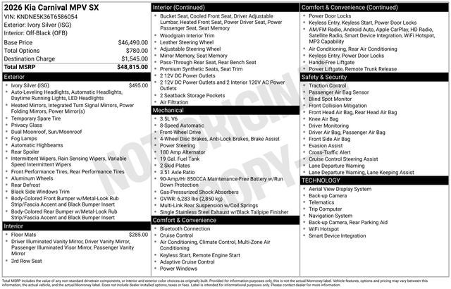 2026 Kia Carnival SX