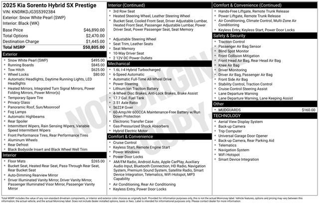 2025 Kia Sorento Hybrid SX Prestige