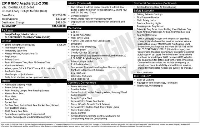 2018 GMC Acadia SLE-2