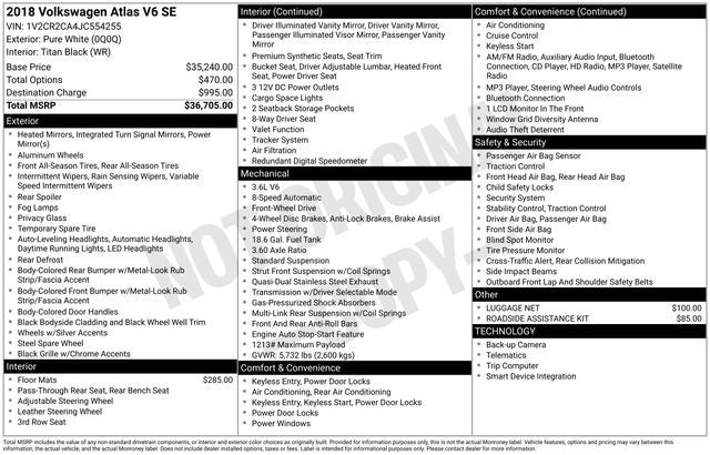 2018 Volkswagen Atlas 3.6L V6 SE