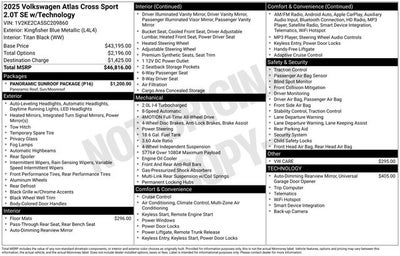 2025 Volkswagen Atlas Cross Sport 2.0T SE w/Technology