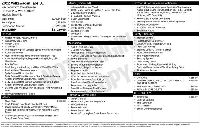 2022 Volkswagen Taos 1.5T SE