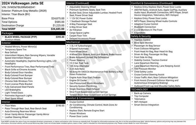 2024 Volkswagen Jetta 1.5T SE