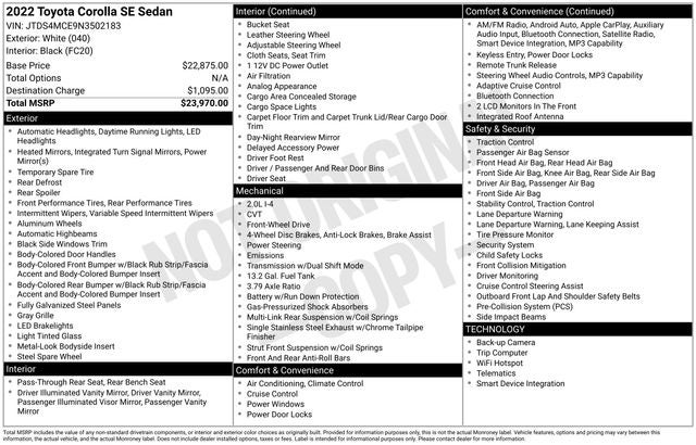 2022 Toyota Corolla SE