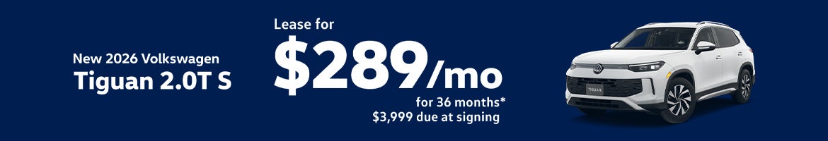 Lease a 2026 VW Tiguan S for $289/mo – Clarksville, TN