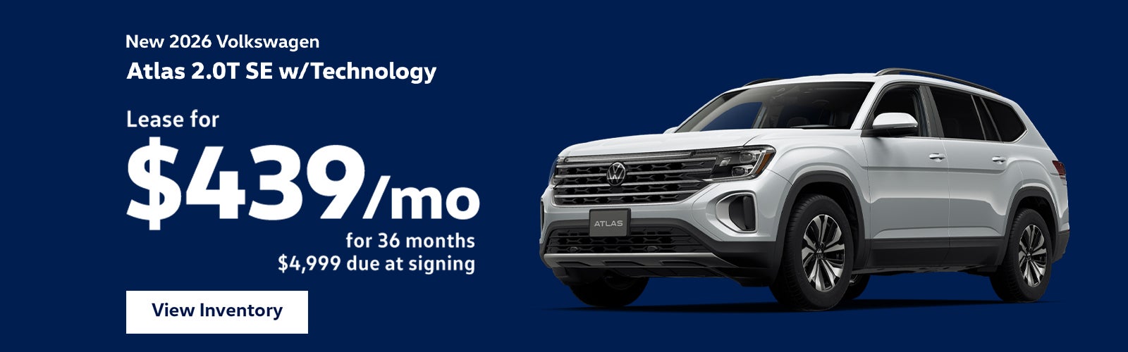 Lease a 2026 VW Atlas SE for $439/mo – Clarksville, TN