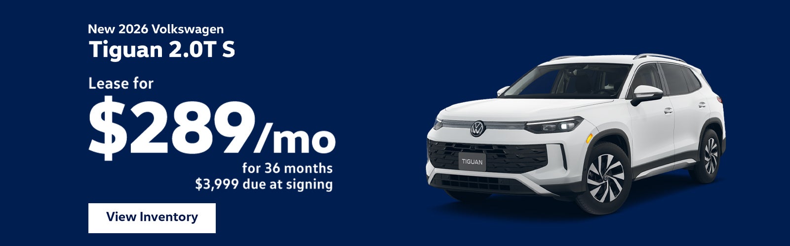 Lease a 2026 VW Tiguan S for $289/mo – Clarksville, TN