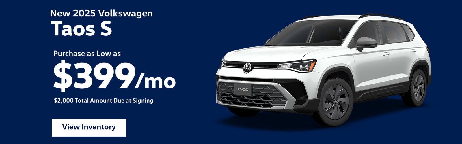 Buy a 2025 Taos S for $399/mo – Clarksville, TN