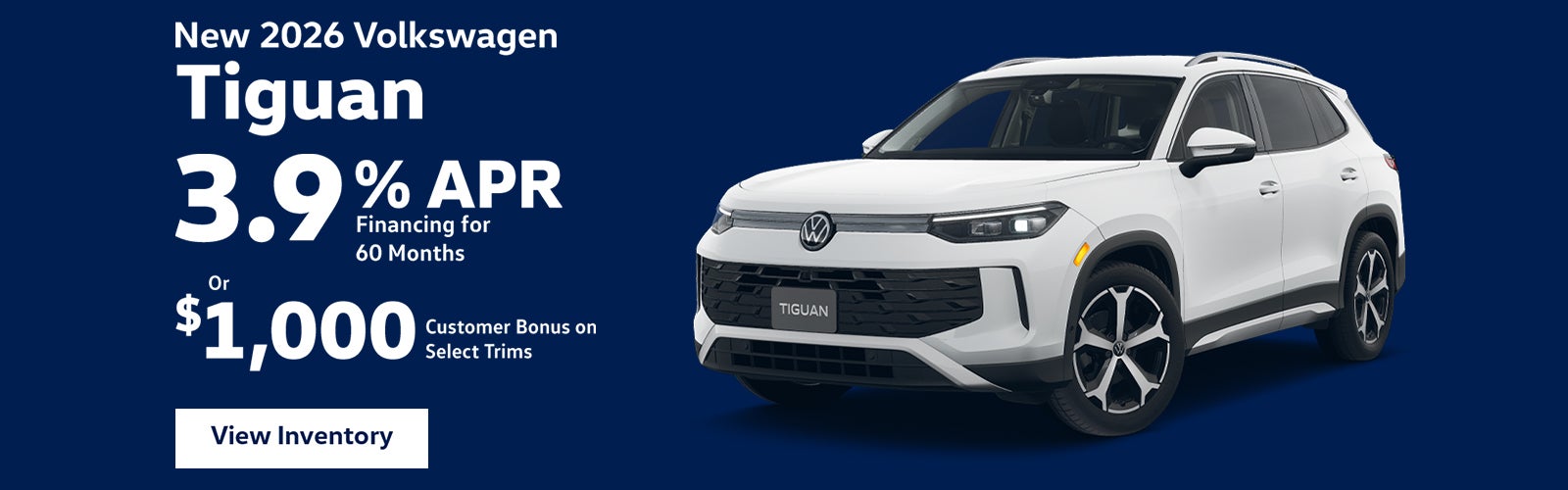 3.9% APR or $1,000 Bonus on 2026 Tiguan – Clarksville, TN