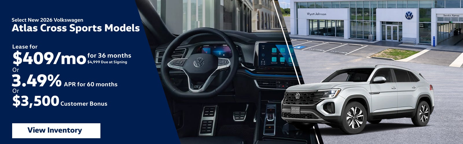 Select New 2026 Volkswagen Atlas Cross Sport Models