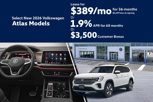 Select New 2026 Volkswagen Atlas Models